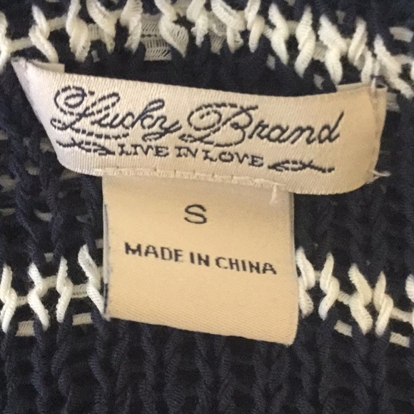 Lucky Brand Stripe Oven Weave vneck Sweater size S - Picture 4 of 6